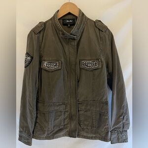 Miss Me Y2K Women’s Jacket Embellished Military Style Army Green Size M